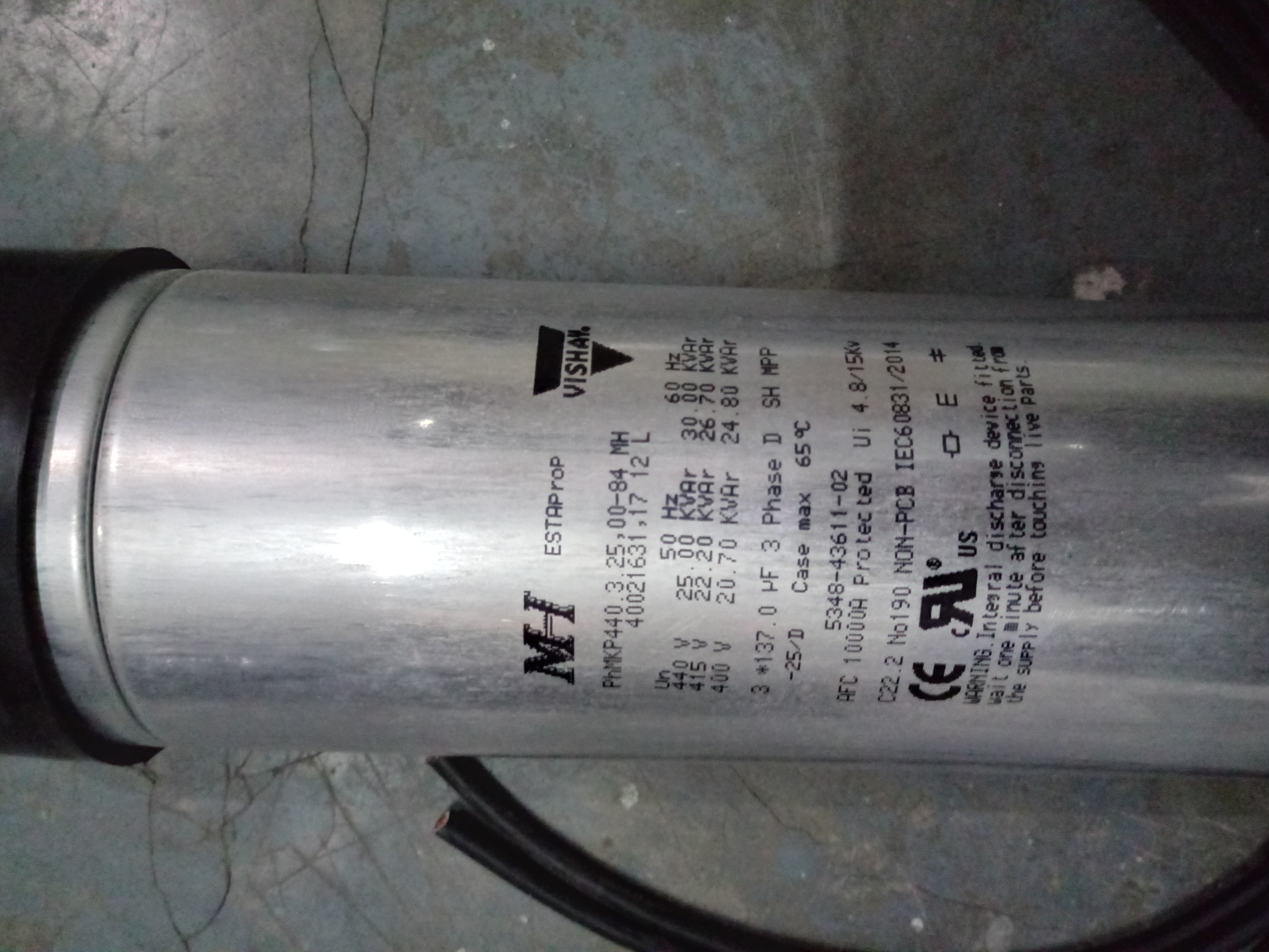 Capacitor Vishay Esta Roederstein, 25 Kvar/ 440v type Open