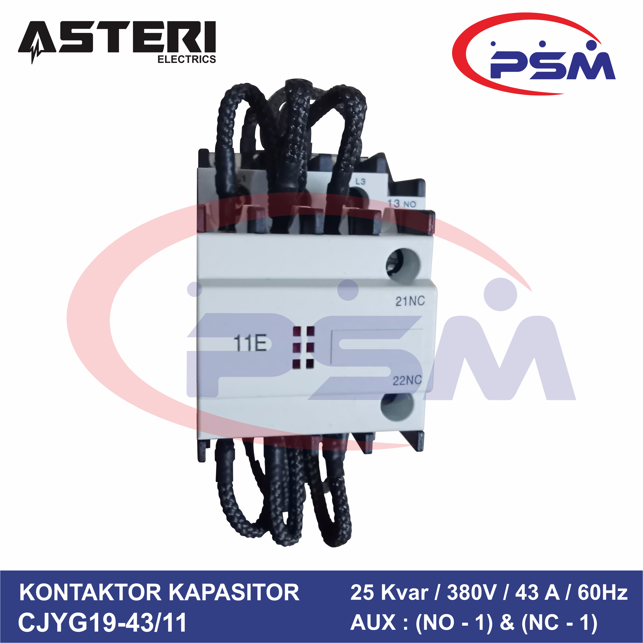 Kontaktor Kapasitor 25Kvar / 380V / 43A Original Asteri