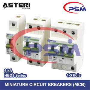 Miniature Circuit Breakers (MCB) HBD3 Series 6kA / 1-4Pole / 1-63A Asteri Original