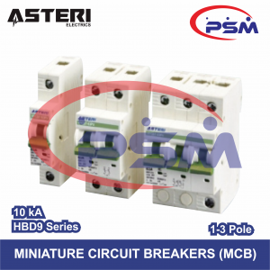 Miniature Circuit Breakers (MCB) HBD9 Series 10kA / 1-3Pole / 2-63A Asteri Original