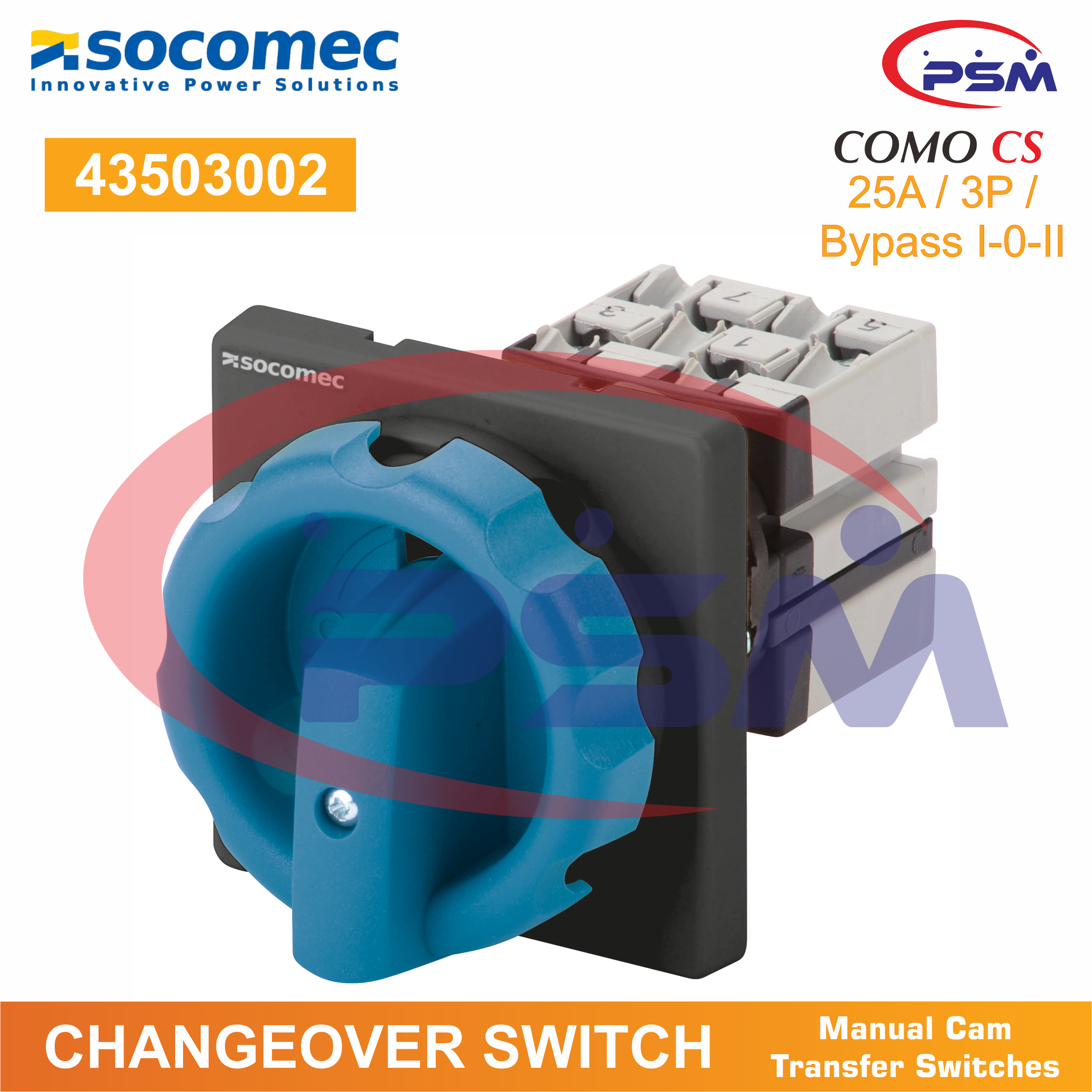 Socomec Changeover Switch / Transfer Switch / COMO CS 25A / 3P / Bypass I-0-II / 43503002