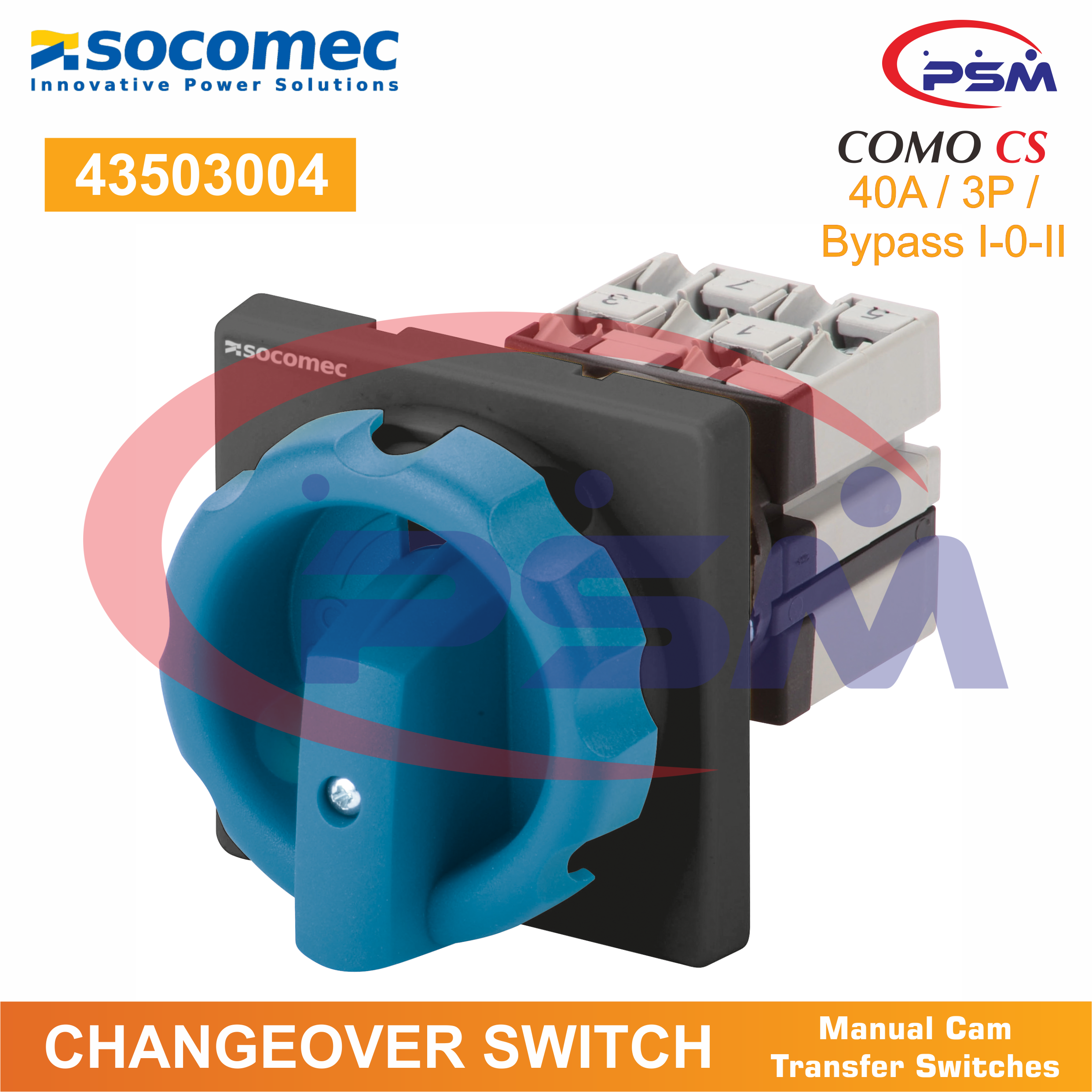 Socomec Changeover Switch / Transfer Switch / COMO CS 40A / 3P / Bypass I-0-II / 43503004