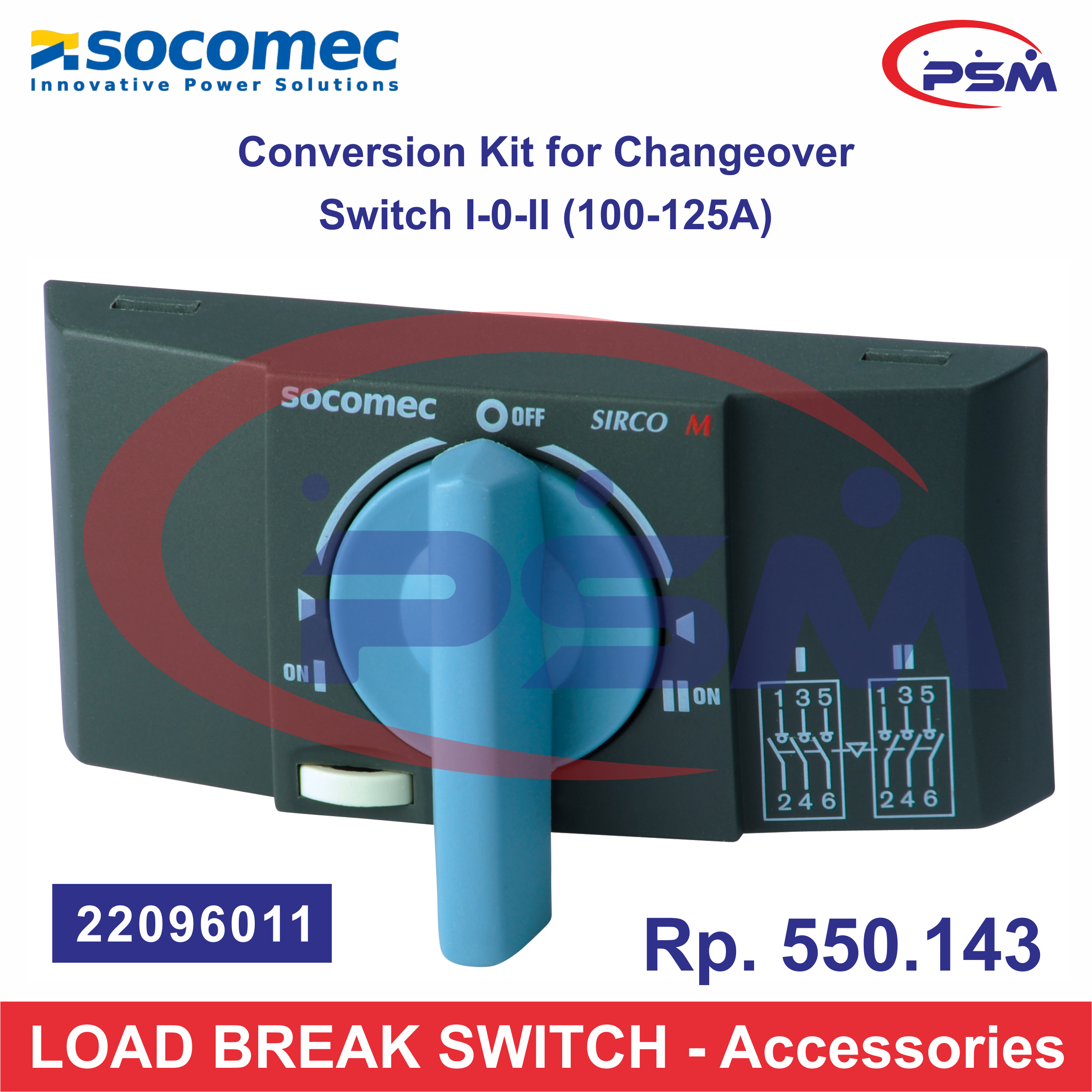 Socomec Conversion Kit For COS I-0-II Accessories Load Break Switch 100-125A 22096011