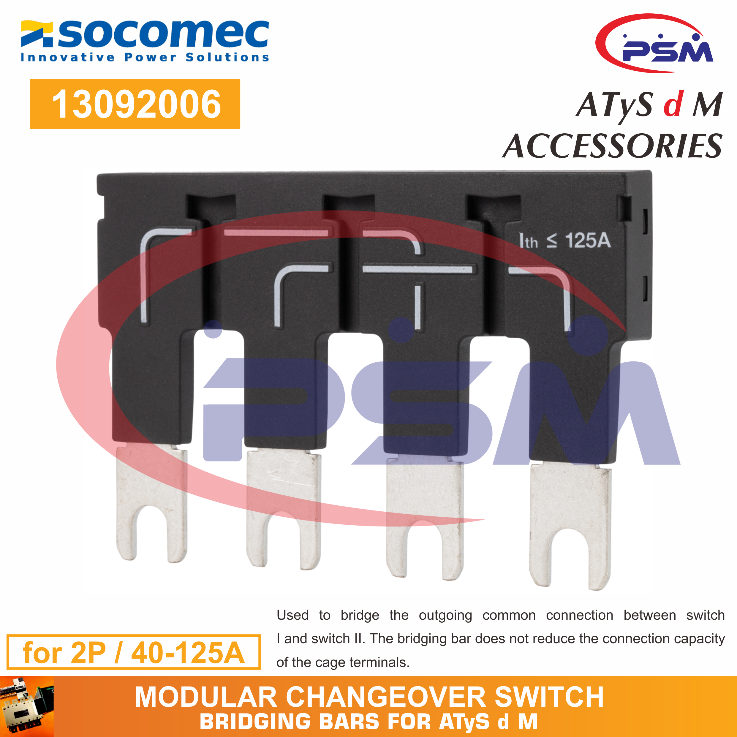 Socomec ATyS d M 40A 2P 230VAC | Remotely Operated Transfer Switch | 93232004