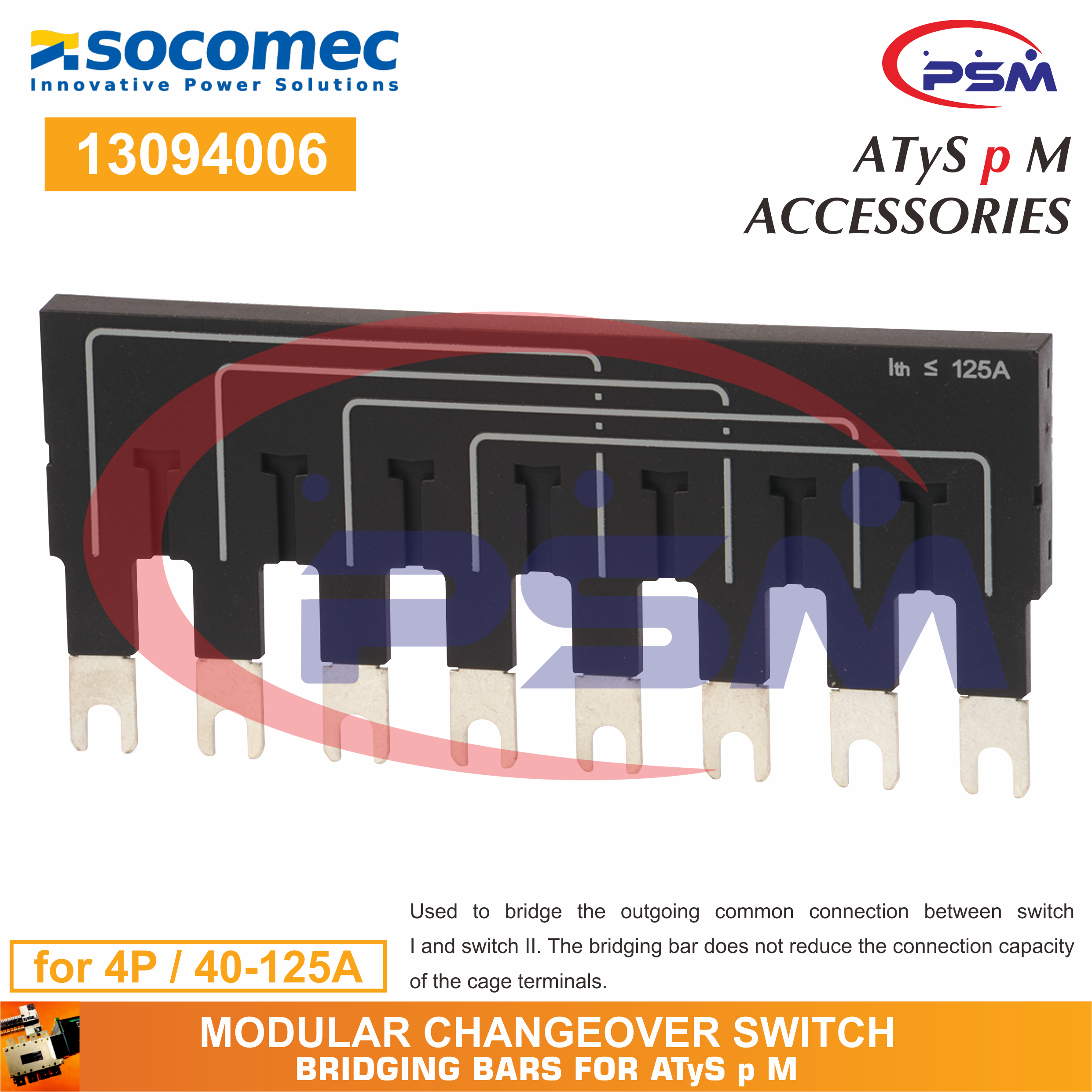 Socomec ATyS p M 100A 4P 230VAC | Automatic Transfer Switch | 93644010