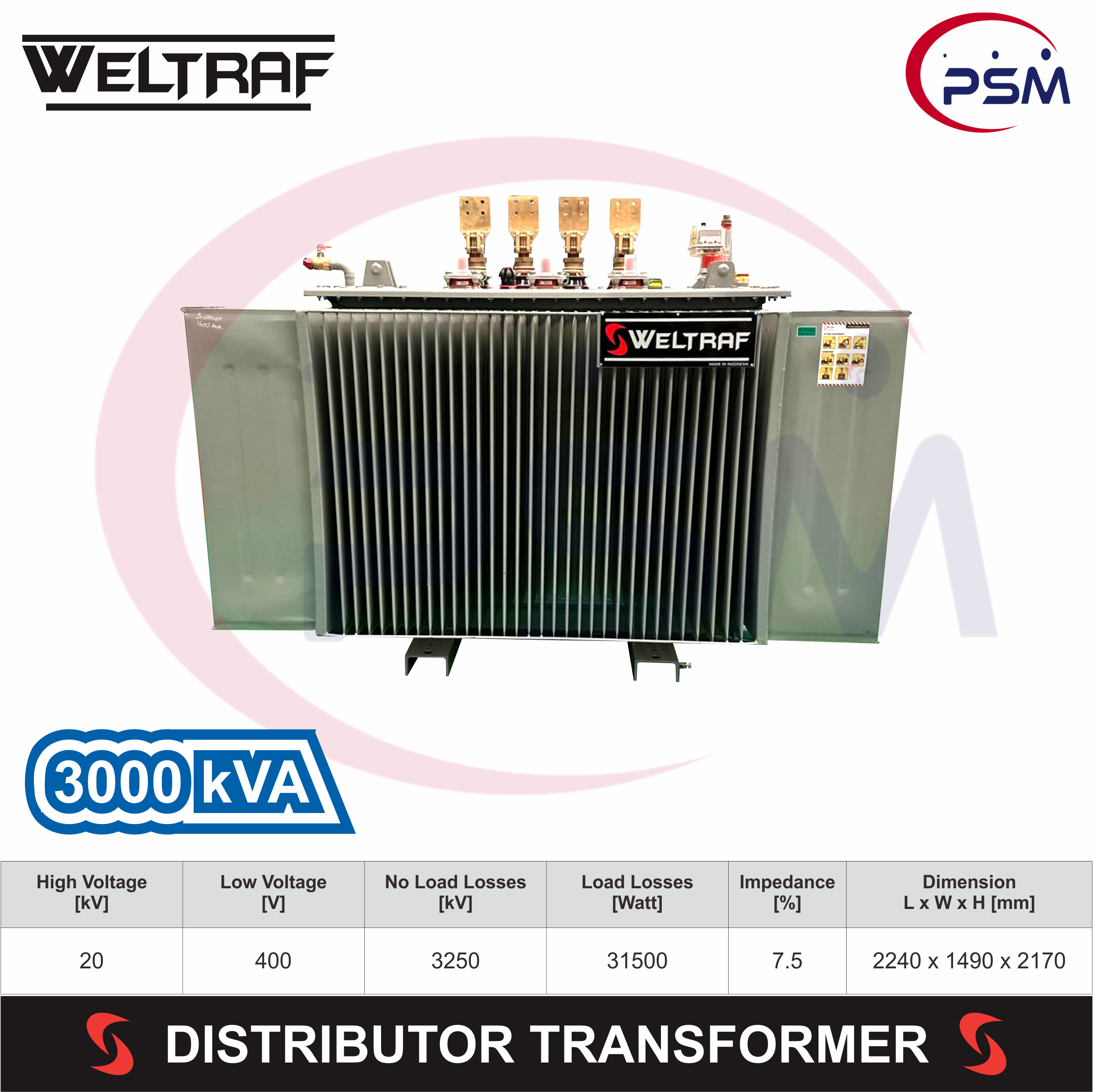 Weltraf Distributor Transformer / Trafo / 3000 kVA