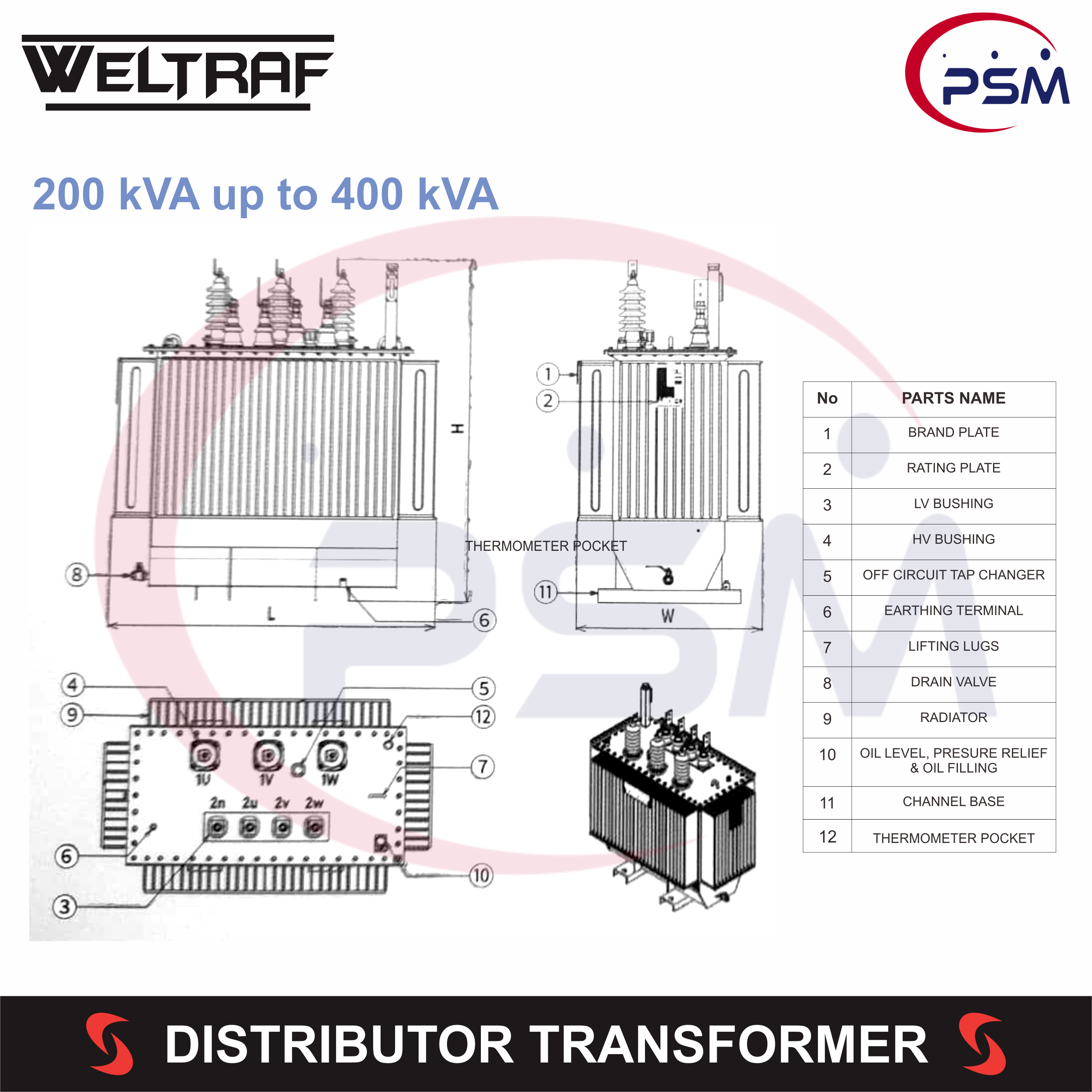 Weltraf Distributor Transformer / Trafo / 1250 kVA