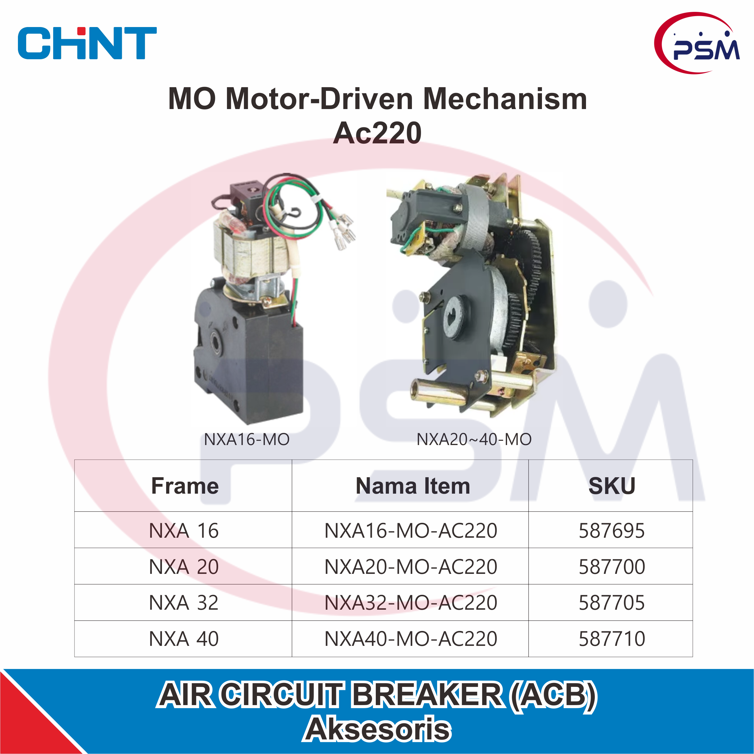 CHINT Mo Motor-Driven Mechanism AC220 for NXA16~40