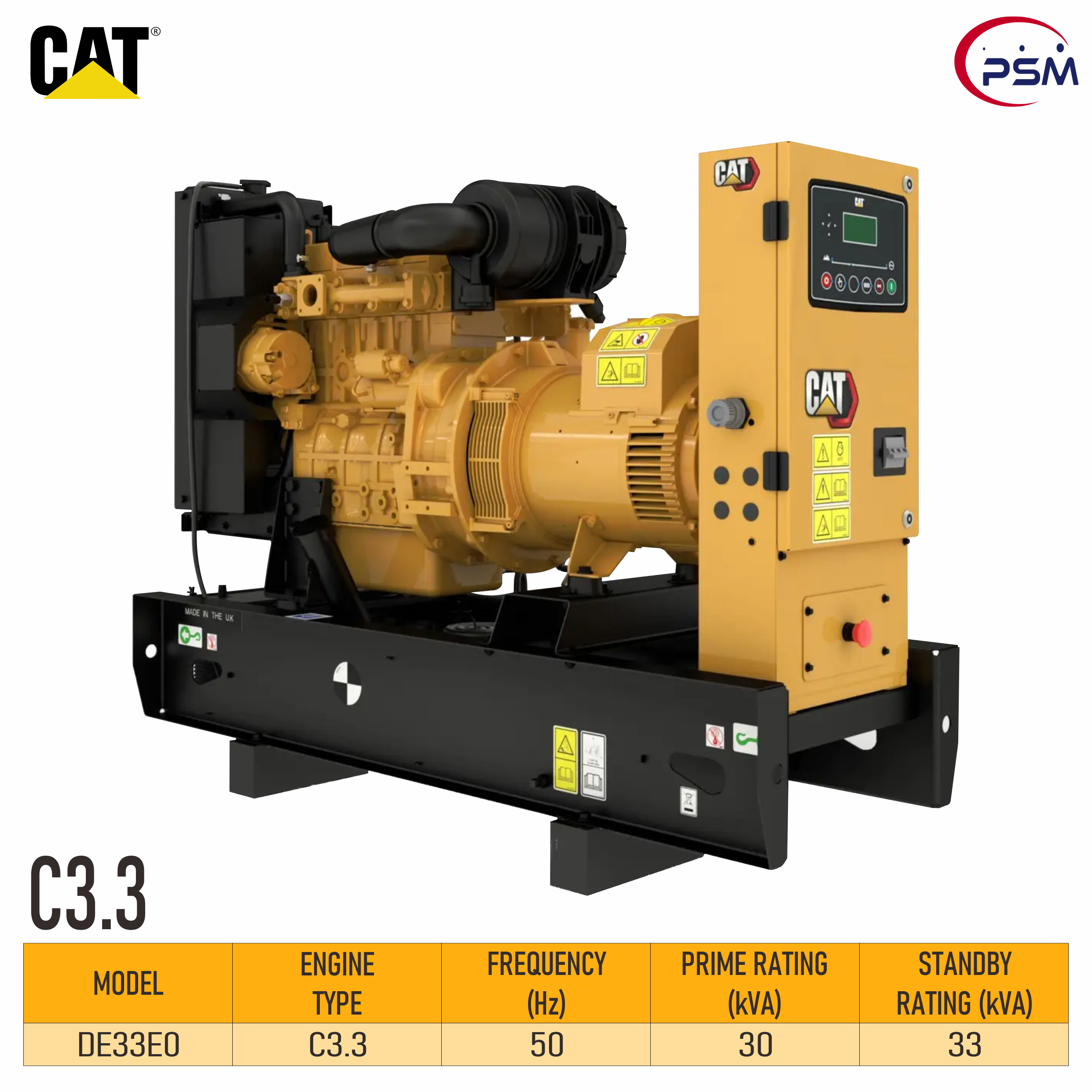 Caterpillar Generator Sets Diesel C3.3 | DE33E0 33kVA 50Hz