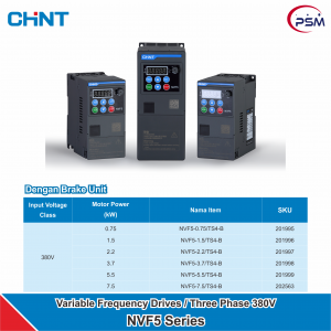 CHINT NVF5/TS4-B / Variable Frequency Drives (INVERTER) / Three Phase 380V / Dengan Brake Unit