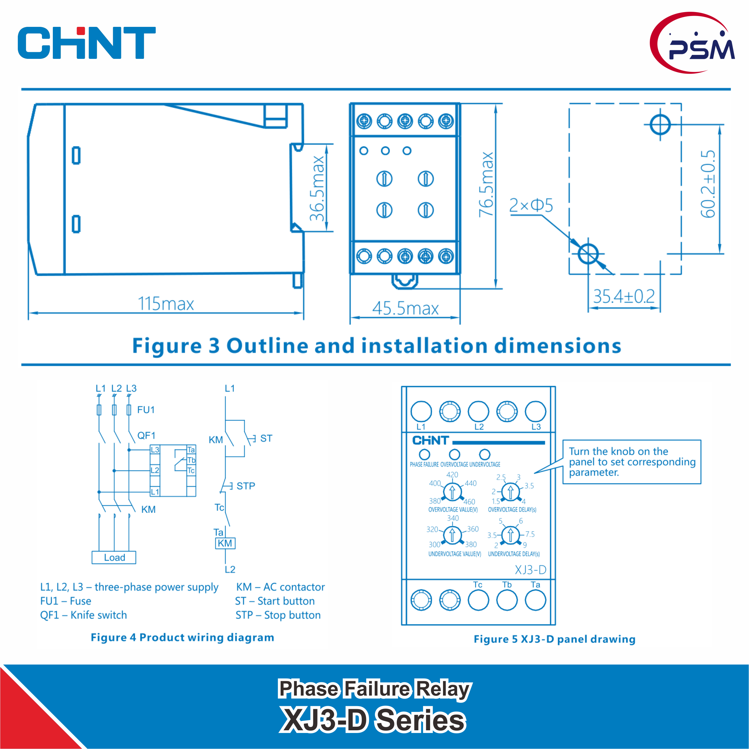 CHINT Phase Failure Relay XJ3-D AC380V