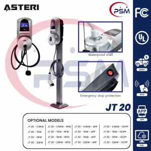 ASTERI JT20 RFID Card European Standard Waterproof Plastic Voltage Monitoring 22kw AC EV Charger