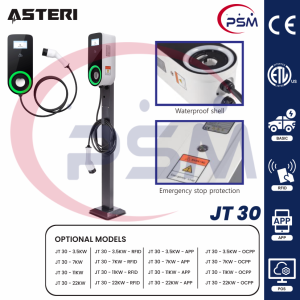 ASTERI JT30 16A/32A Commercial EV Charging Station OCPP 1.6 Compatible SAE J1772 & IEC 62196-2